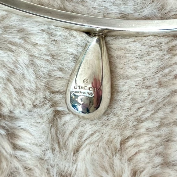 Gucci Sterling Silver Teardrop Bangle Bracelet Full Inclusion - Picture 12 of 13